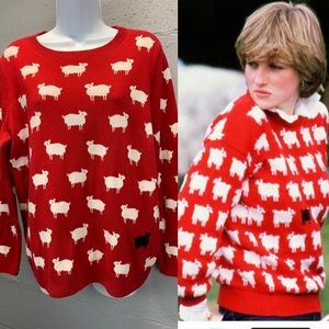 Princess Diana Style Black Sheep Sweater Charter Club Cute Kitsch Novelty Knit